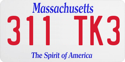 MA license plate 311TK3