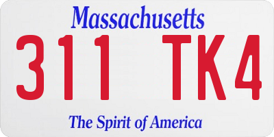 MA license plate 311TK4