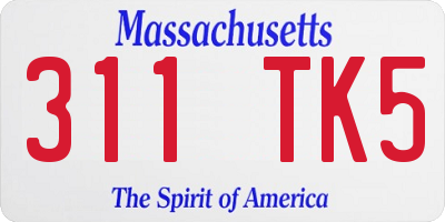 MA license plate 311TK5