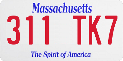 MA license plate 311TK7