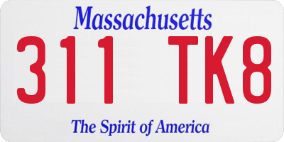MA license plate 311TK8