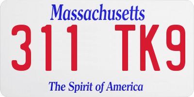 MA license plate 311TK9