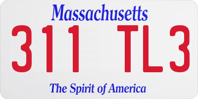 MA license plate 311TL3