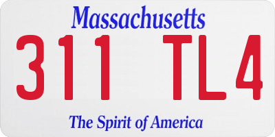 MA license plate 311TL4