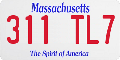 MA license plate 311TL7