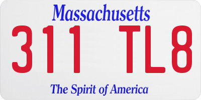 MA license plate 311TL8