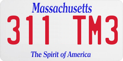 MA license plate 311TM3