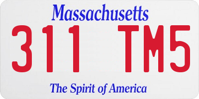 MA license plate 311TM5