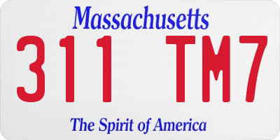 MA license plate 311TM7