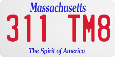 MA license plate 311TM8