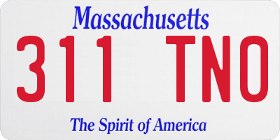 MA license plate 311TN0