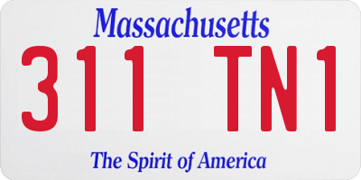 MA license plate 311TN1