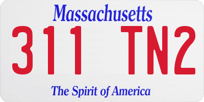 MA license plate 311TN2