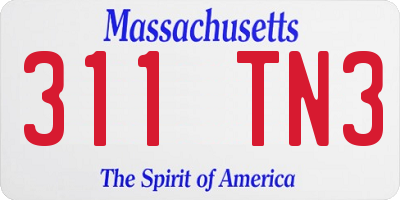MA license plate 311TN3