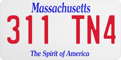 MA license plate 311TN4