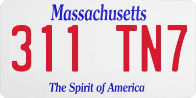MA license plate 311TN7
