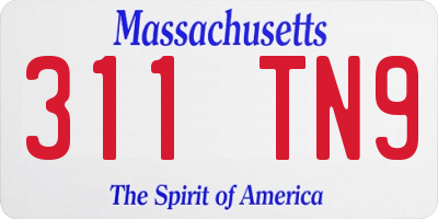 MA license plate 311TN9