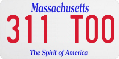 MA license plate 311TO0
