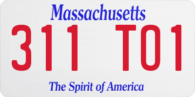 MA license plate 311TO1