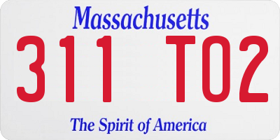 MA license plate 311TO2