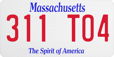 MA license plate 311TO4