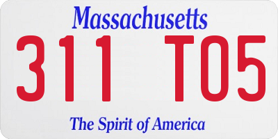 MA license plate 311TO5