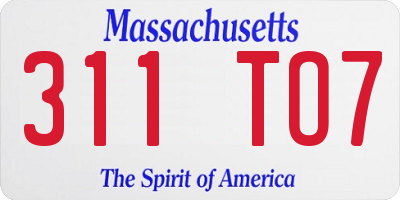 MA license plate 311TO7