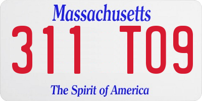 MA license plate 311TO9