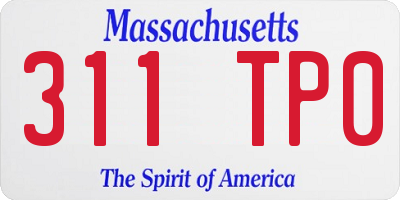 MA license plate 311TP0