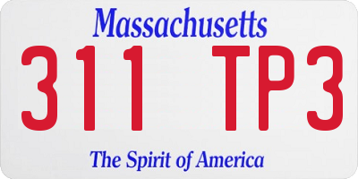 MA license plate 311TP3