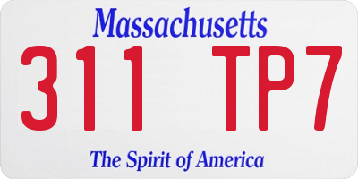 MA license plate 311TP7