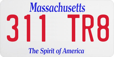 MA license plate 311TR8