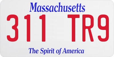 MA license plate 311TR9