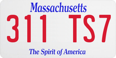 MA license plate 311TS7