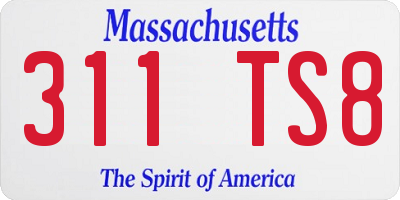 MA license plate 311TS8