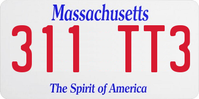 MA license plate 311TT3