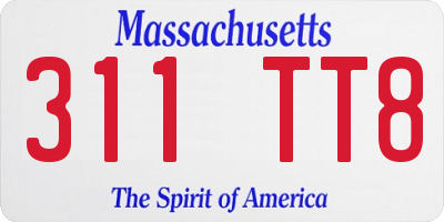 MA license plate 311TT8