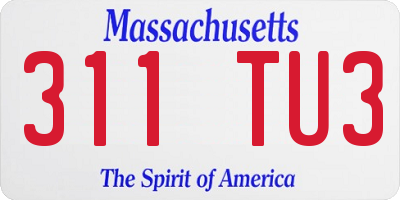 MA license plate 311TU3