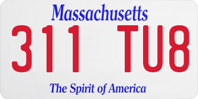 MA license plate 311TU8