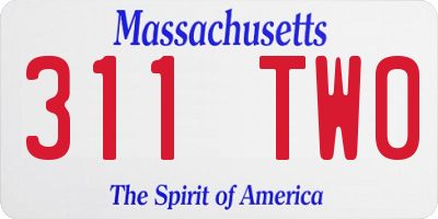 MA license plate 311TW0