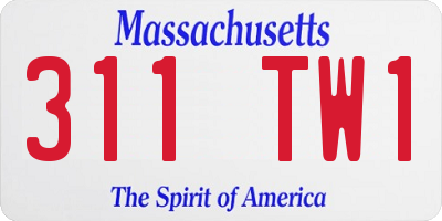 MA license plate 311TW1