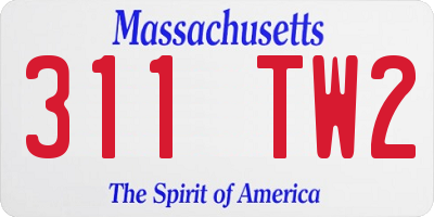 MA license plate 311TW2