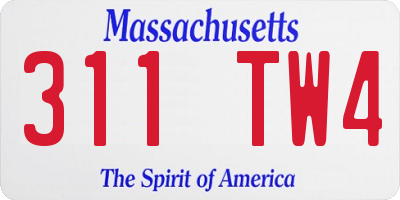 MA license plate 311TW4