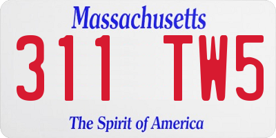 MA license plate 311TW5