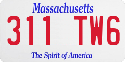 MA license plate 311TW6