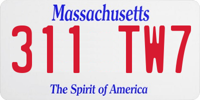 MA license plate 311TW7
