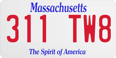 MA license plate 311TW8
