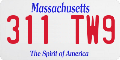 MA license plate 311TW9