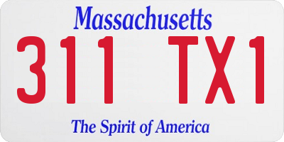 MA license plate 311TX1