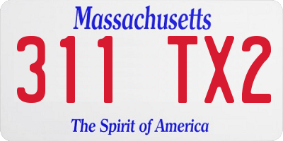 MA license plate 311TX2